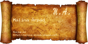 Malina Árpád névjegykártya