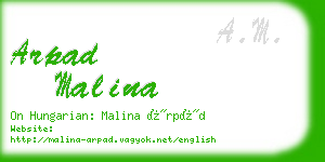 arpad malina business card